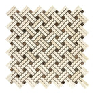 Woven beige and brown mosaic tile pattern from Crema Marfil Select Marble Stanza