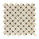 Woven pattern of beige and brown mosaic tiles from Crema Marfil Select Marble Stanza