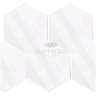 White hexagonal tile mosaic from Dolomite Prestige 10-inch marble honed or polished