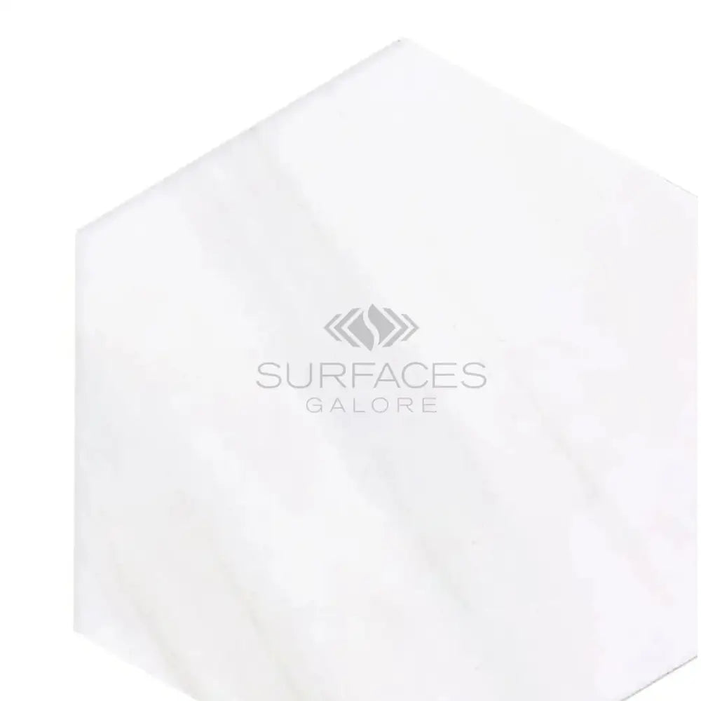 White hexagon tile from Dolomite Prestige 10-inch marble mosaic for flooring or walls