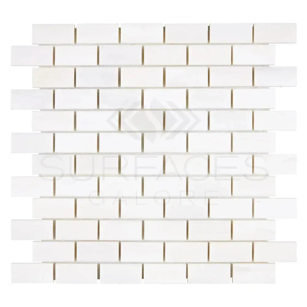 White brick mosaic tile from Dolomite Prestige Marble collection, polished or honed finish