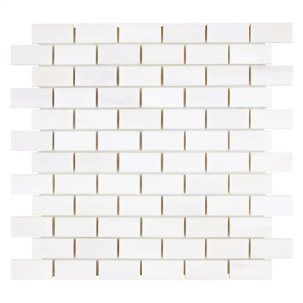 White brick mosaic tile from Dolomite Prestige Marble collection for elegant wall or floor design