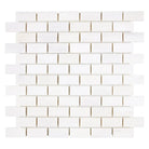 White brick mosaic tile from Dolomite Prestige Marble collection for elegant wall or floor design