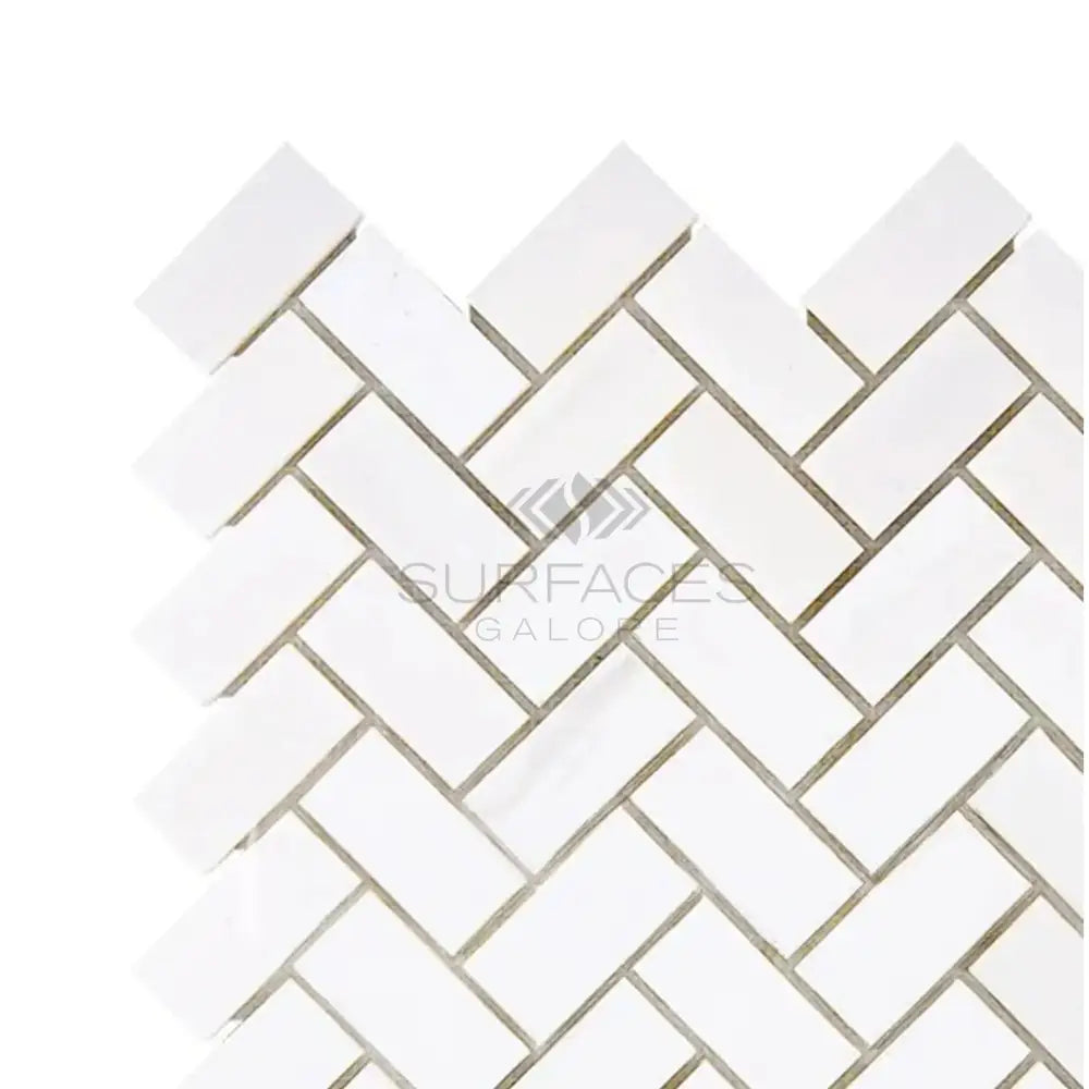 Dolomite White Prestige (White Dolomite) 1X2 Herringbone Round-Faced (CNC-Arched / Wavy) Mosaic Marble Honed-American Stone