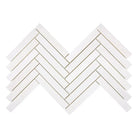 White herringbone tile pattern from Dolomite Prestige Marble Mosaic for elegant flooring