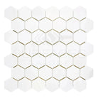 White hexagon tile mosaic from Dolomite Prestige marble 2-inch polished or honed finish