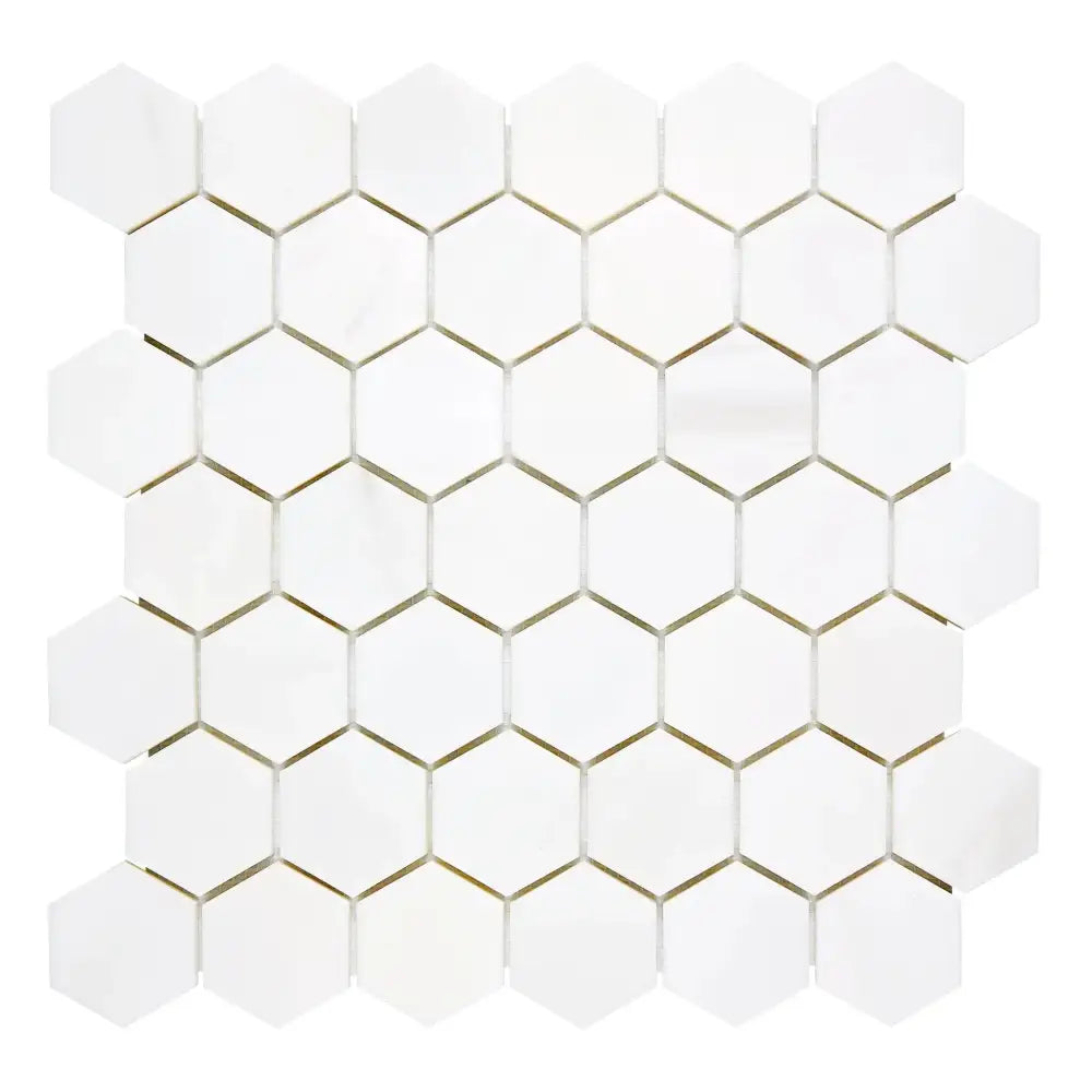 White hexagon tile mosaic from Dolomite Prestige 2-inch marble hexagon mosaic