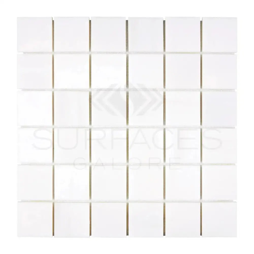 White square mosaic tiles from Dolomite Prestige 2x2 Marble for polished or honed finishes
