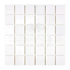 White square mosaic tiles from Dolomite Prestige 2x2 Marble for polished or honed finishes