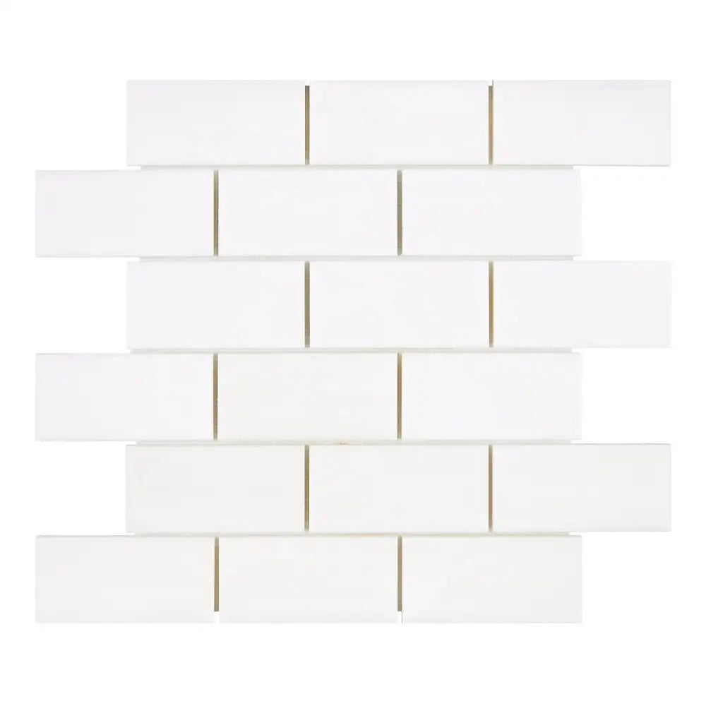 Dolomite White Prestige (White Dolomite) 2X4 Brick Mosaic Marble-American Stone