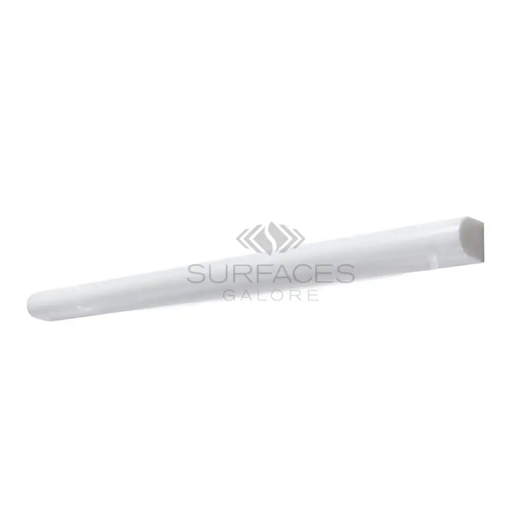 White quarter round molding from Dolomite Prestige 3/4x12 Bullnose Liner Marble