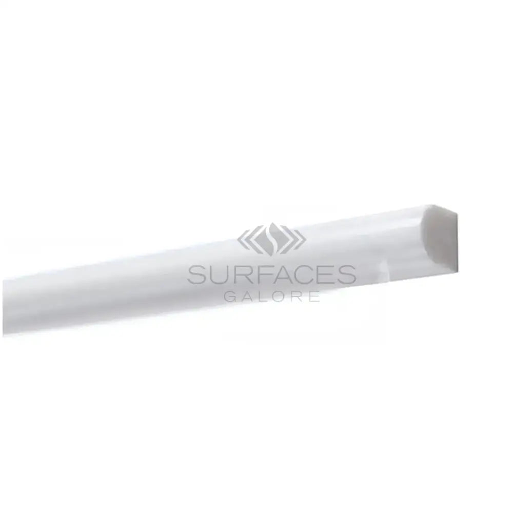 White quarter round molding from Dolomite Prestige 3/4X12 Bullnose Marble liner