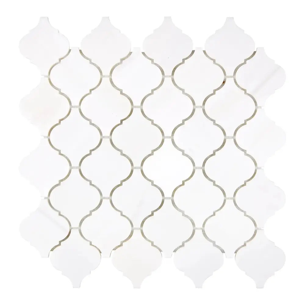 White Arabesque Mosaic Tile Sheet for Dolomite Prestige 3-Inch Lantern Mosaic