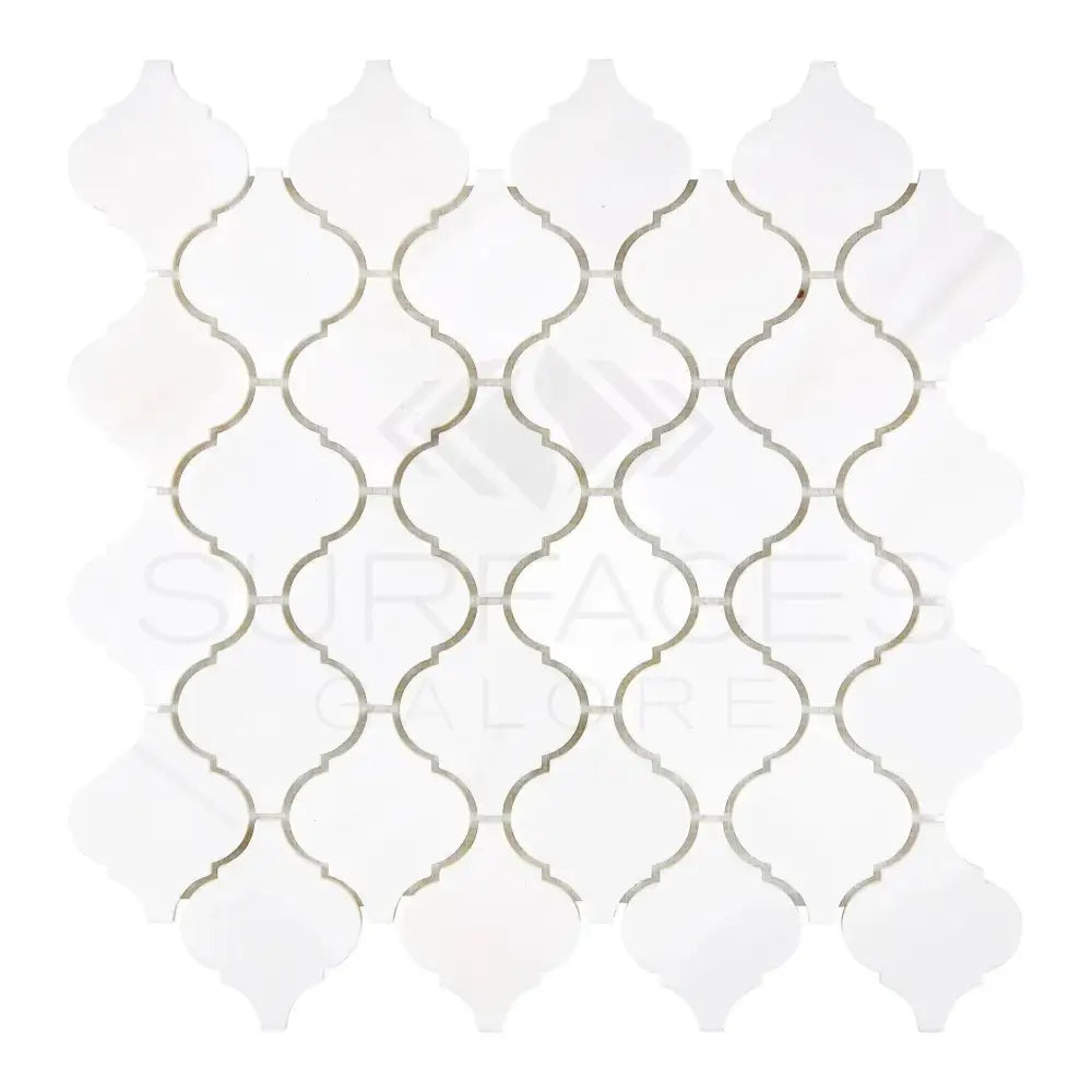 White arabesque mosaic tile sheet from Dolomite Prestige for Moroccan style interiors