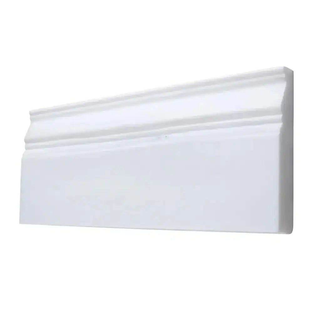 White decorative molding for Dolomite Prestige Marble baseboard trim in polished or honed finish