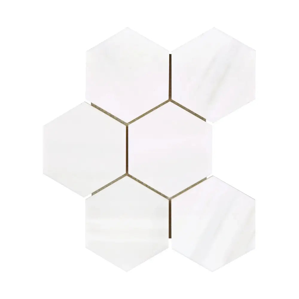 White hexagon tile mosaic for Dolomite Prestige marble 4-inch hexagon mosaic backsplash