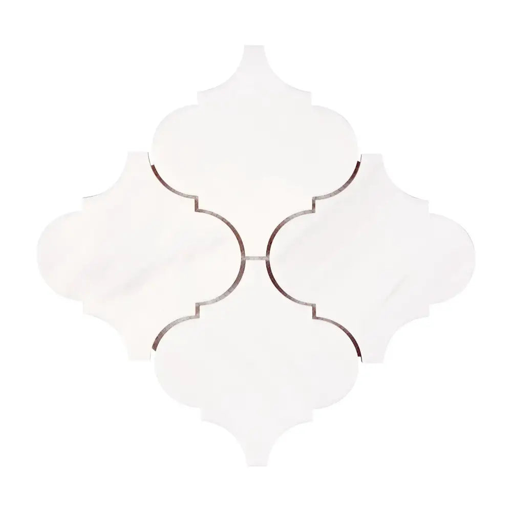 White arabesque tile pattern from Dolomite Prestige Lantern Mosaic Marble polished or honed