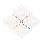 White arabesque tile arrangement from Dolomite Prestige 6-inch Lantern Mosaic for Moroccan décor