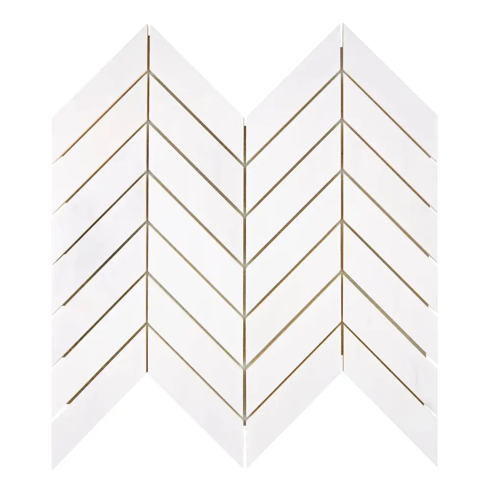 White chevron mosaic tile from Dolomite Prestige with polished or honed marble finish