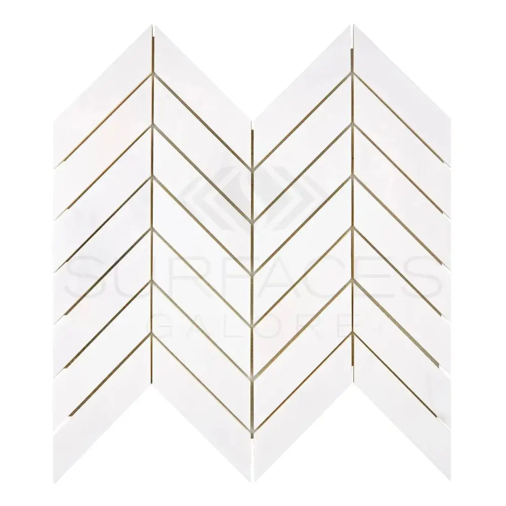 White chevron mosaic tile from Dolomite Prestige Marble polished or honed finish