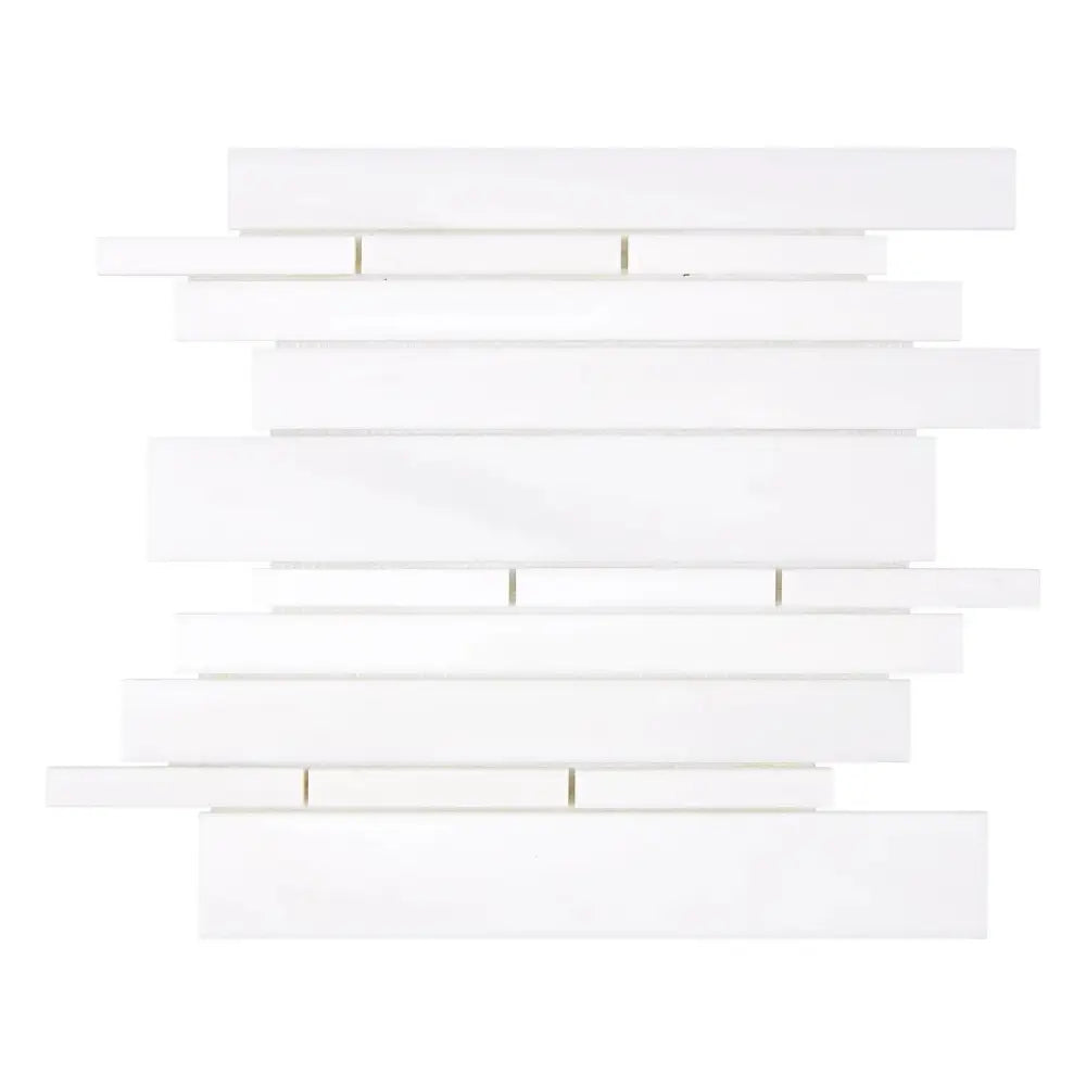 White mosaic tile sheet from Dolomite Prestige Manhattan collection featuring polished or honed marble