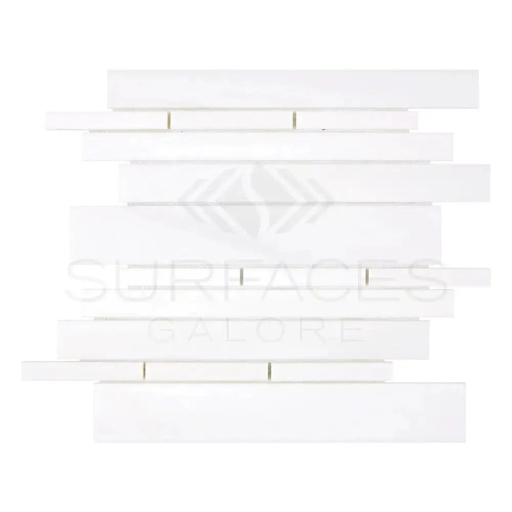 Dolomite White Prestige (White Dolomite) Manhattan (Random-Strip) Mosaic Marble Tumbled-American Stone