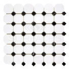 Octagon and square marble mosaic tile for elegant flooring in Dolomite Prestige collection