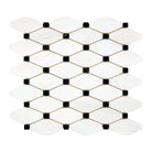 White and black mosaic tile in Dolomite Prestige Octagon marble for elegant flooring
