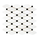 White and black diamond mosaic tile in Dolomite Prestige octagon with blue-gray marble