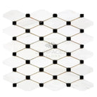 White and black diamond mosaic tile from Dolomite Prestige Octave collection