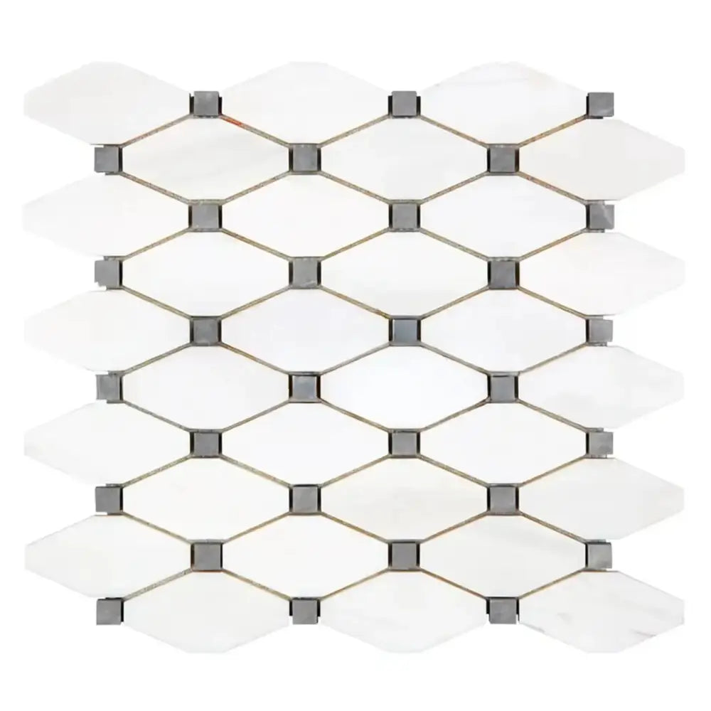 Dolomite White Prestige (White Dolomite) Octave (Long Octagon)w/Blue-Gray Mosaic Marble-American Stone