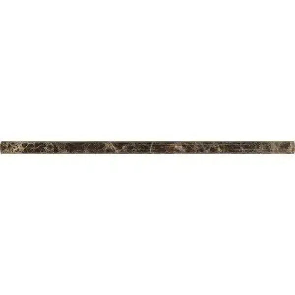 Marble-patterned border tile in Emperador Dark Marble 1/2X12 Pencil Liner Polished