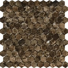 Emperador Dark Oro Marble 1" Hexagon Mosaic Polished-American Stone