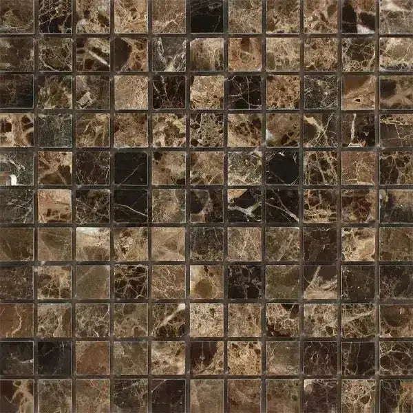 Emperador Dark Oro Marble 1X1 Mosaic Polished-American Stone