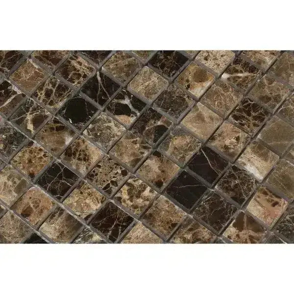 Emperador Dark Oro Marble 1X1 Mosaic Polished-American Stone