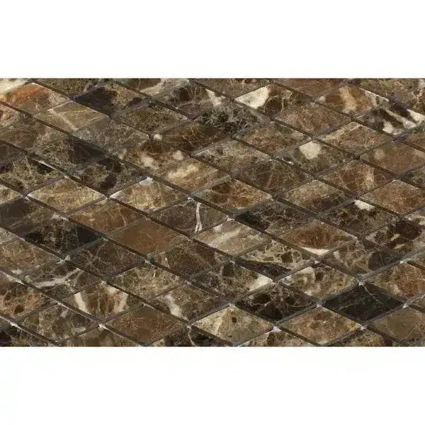 Emperador Dark Oro Marble 1X2 Diamond / Rhomboid Mosaic Polished-American Stone