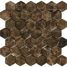 Emperador Dark Oro Marble 2" Hexagon Mosaic Tumbled-American Stone