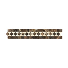 Decorative marble tile border in Emperador Dark Oro with Crema Marfil dots polished