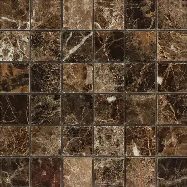 Emperador Dark Oro Marble 2X2 Mosaic Polished-American Stone
