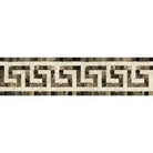 Mosaic tile border featuring Greek key pattern in Emperador Dark Marble design