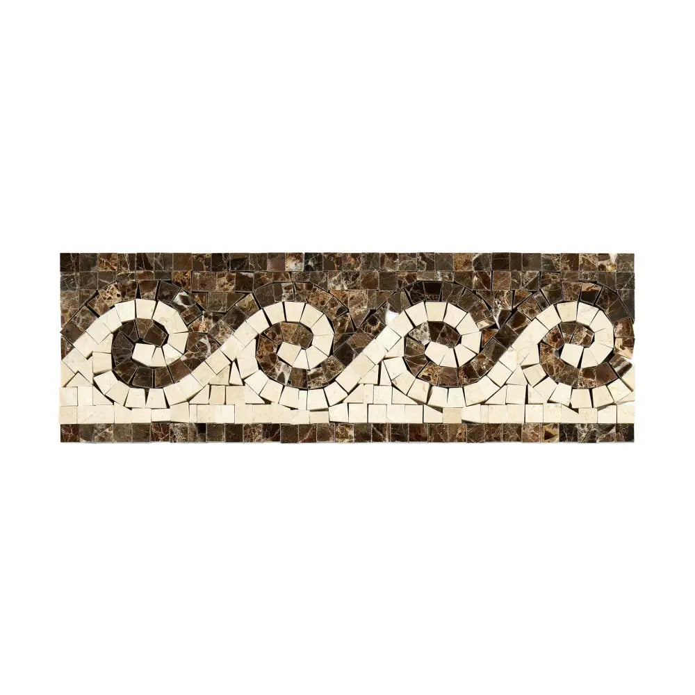 Emperador Dark Oro Marble 3 7/8X12 Wave Border (Emp. Dark+C. Marfil) Polished-American Stone