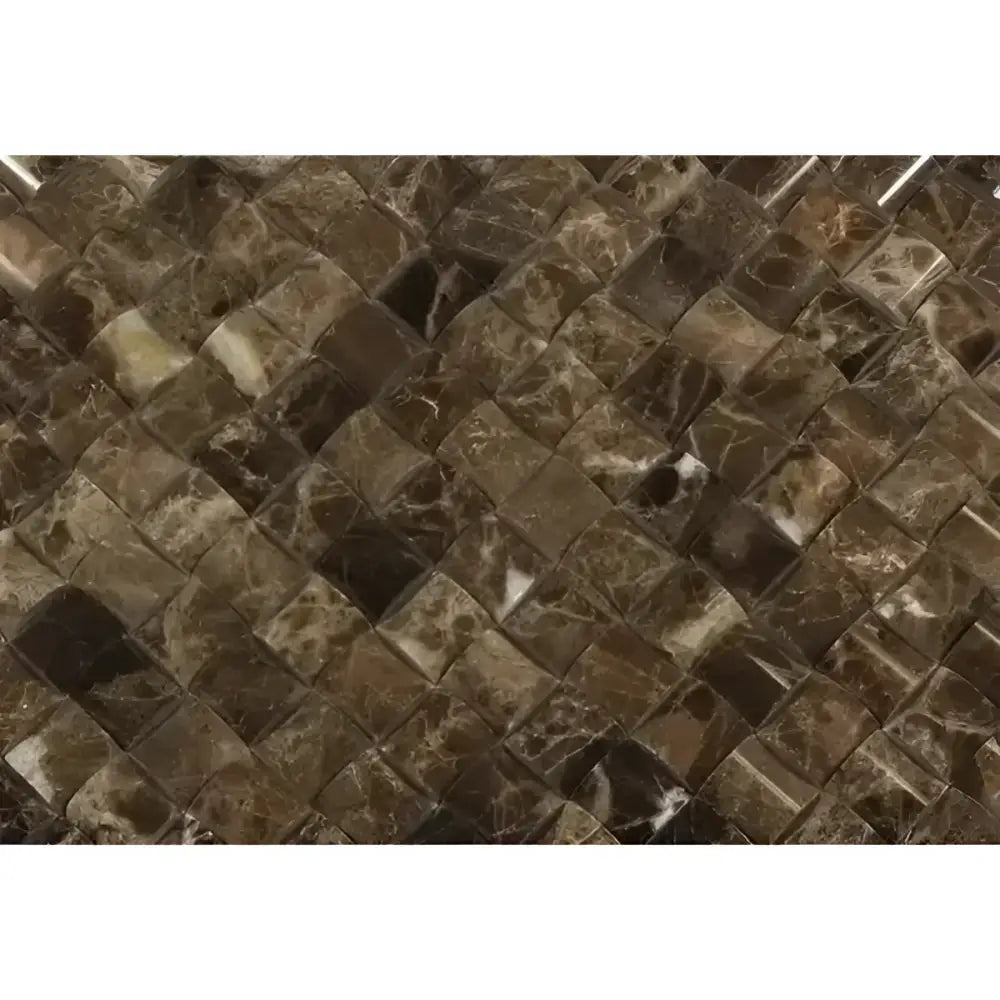 Emperador Dark Oro Marble 3-D Small-Bread Mosaic Polished-American Stone