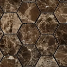 Emperador Dark Oro Marble 3" Hexagon Mosaic Tumbled-American Stone