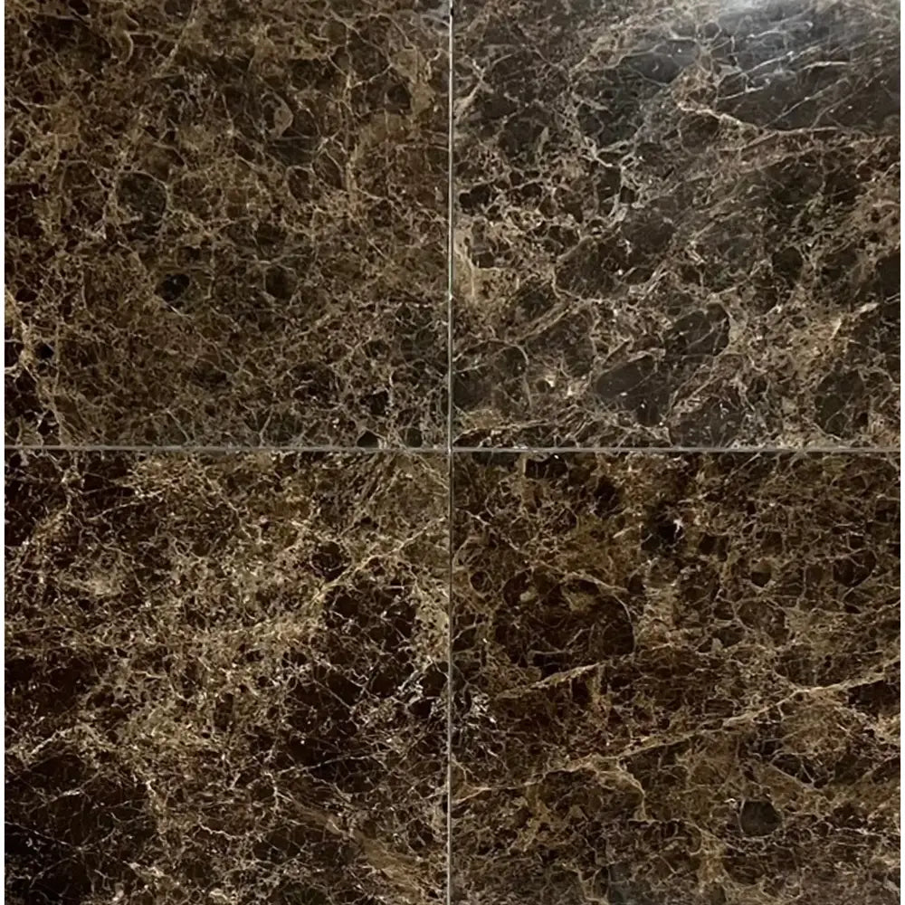 Emperador Dark Oro Marble 4 3/4X12 Basketweave Border w/ Crema Marfil Dots Polished-American Stone