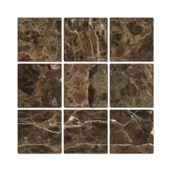 Emperador Dark Oro Marble 4X4 Tumbled-American Stone
