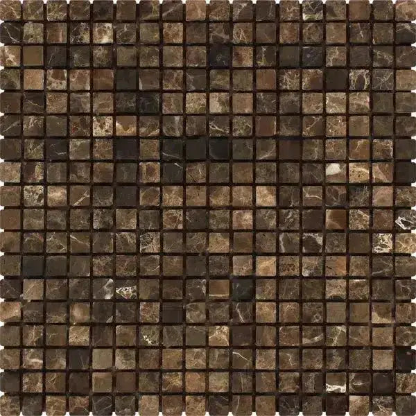 Emperador Dark Oro Marble 5/8X5/8 Mosaic Tumbled-American Stone