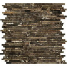 Brown marble mosaic tile in Emperador Dark Marble Bamboo Sticks polished design