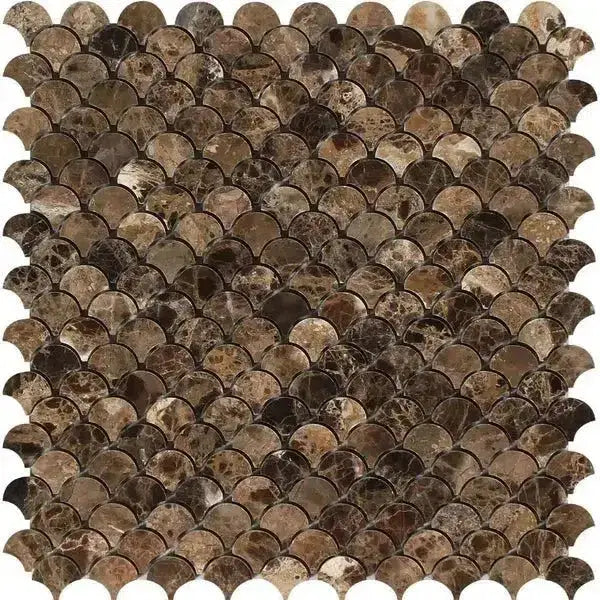 Emperador Dark Oro Marble FAN (Raindrop) Mosaic Polished-American Stone