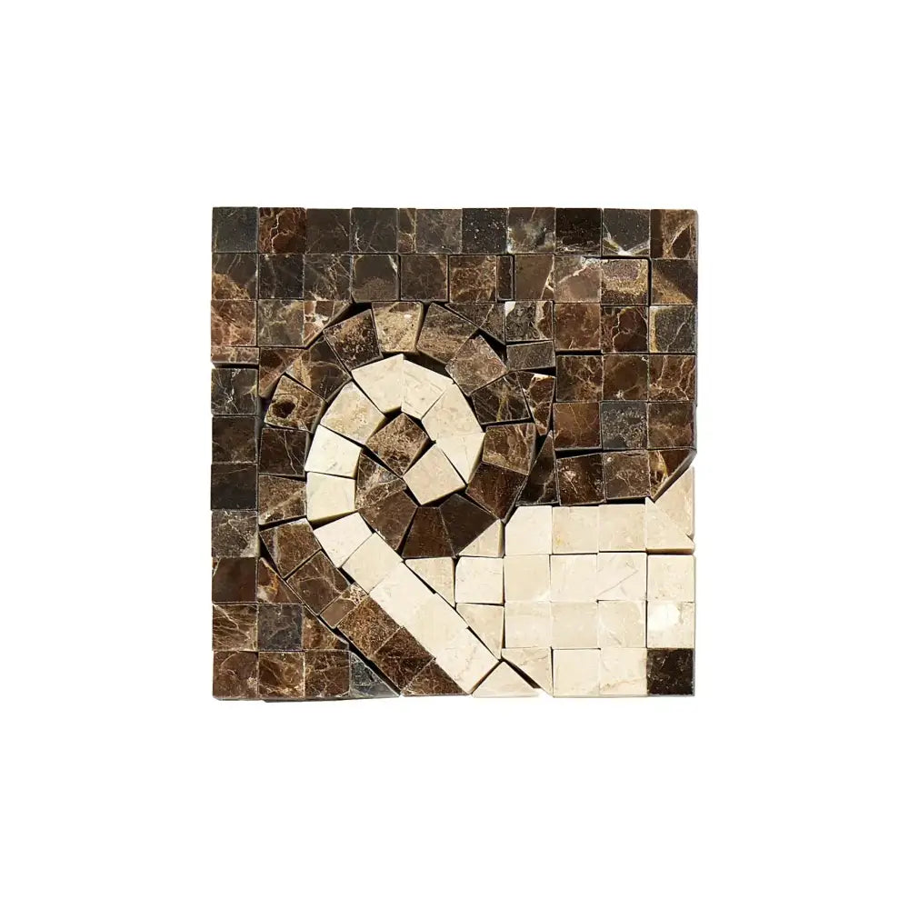 Emperador Dark Oro Marble Wave Border Corner (Emp. Dark+C. Marfil) Polished-American Stone