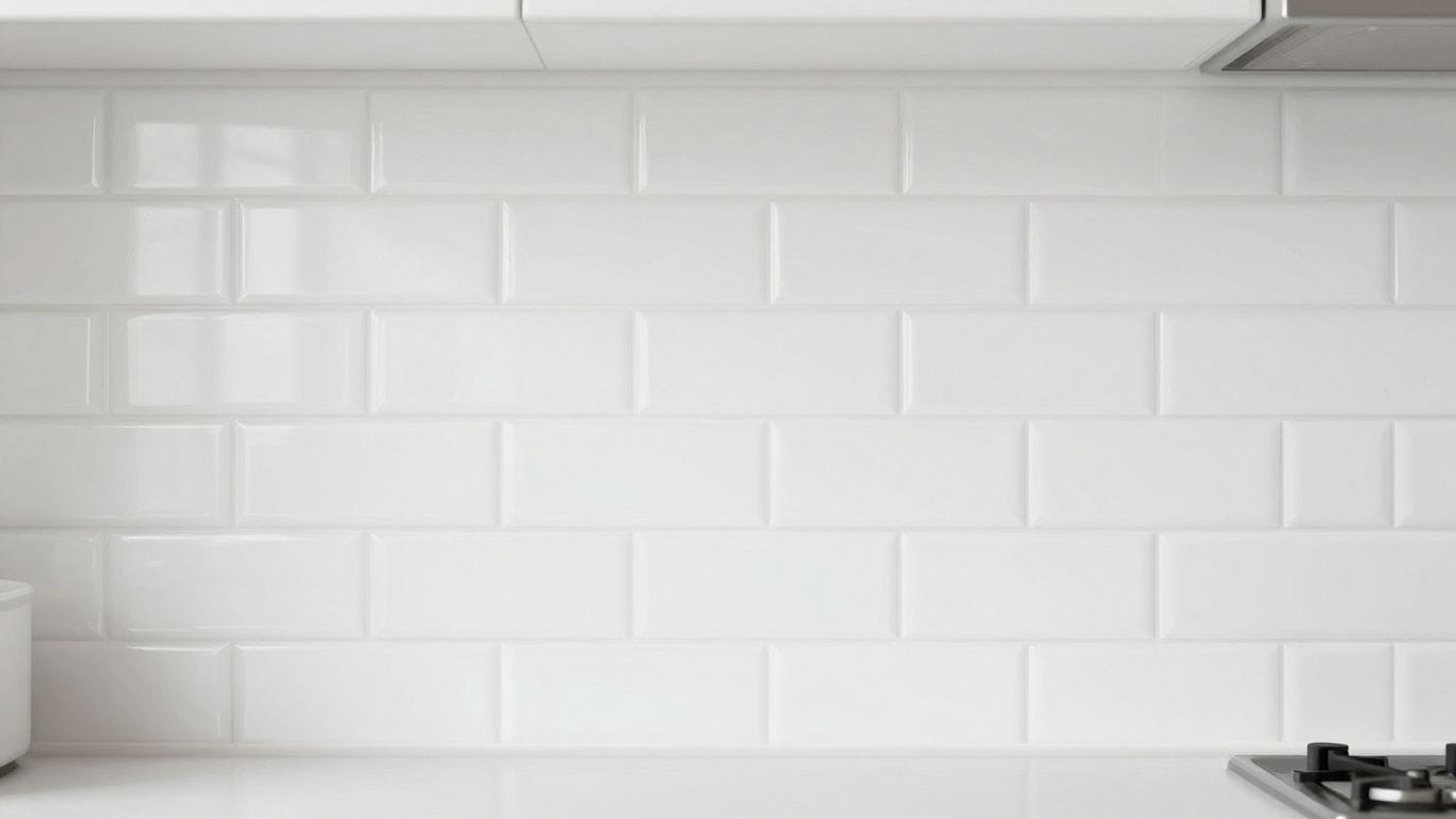 Sketch of white subway tile backsplash in a kitchen.